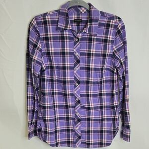 Talbots Plaid‎ Button Down, Long Sleeve, Purple, Women's Size Small